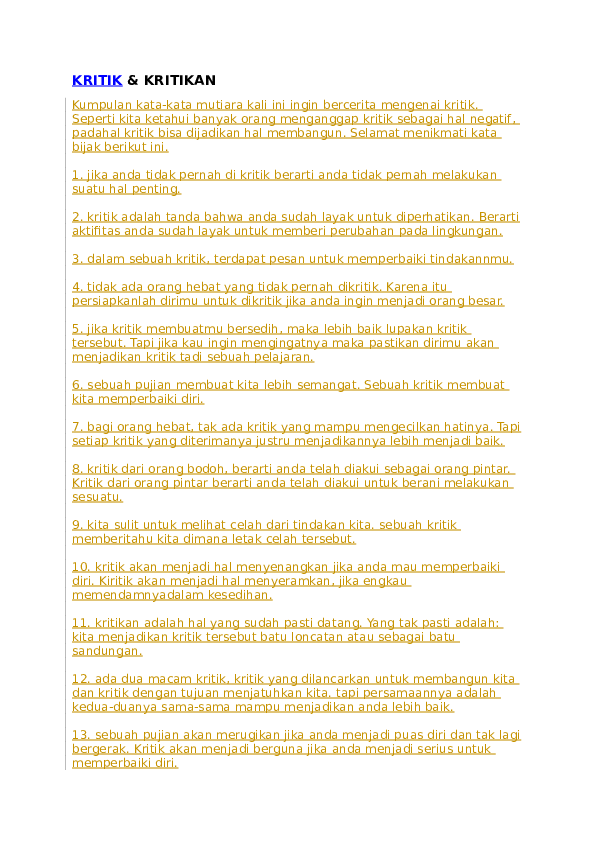 (DOC) KRITIK & KRITIKAN
