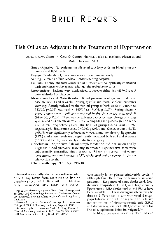 (PDF) Fish oil as an adjuvant in the treatment of hypertension John