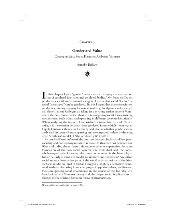 (PDF) Gender and Value Conceptualizing Social Forms on Ambrym, Vanuatu