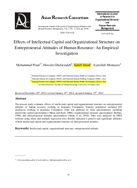 (PDF) Effects of Intellectual Capital and Organizational Structure on ...
