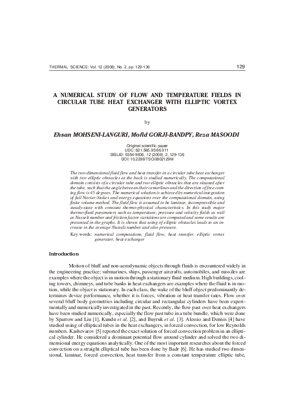 (PDF) A numerical study of flow and temperature fields in circular tube ...