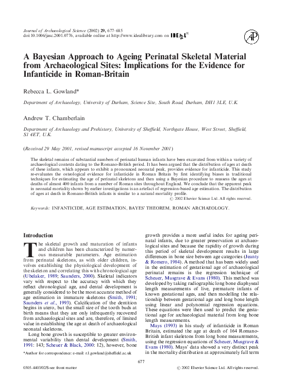 (PDF) A Bayesian approach to ageing perinatal skeletal material from ...