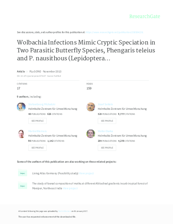 (PDF) Wolbachia Infections Mimic Cryptic Speciation in Two Parasitic ...