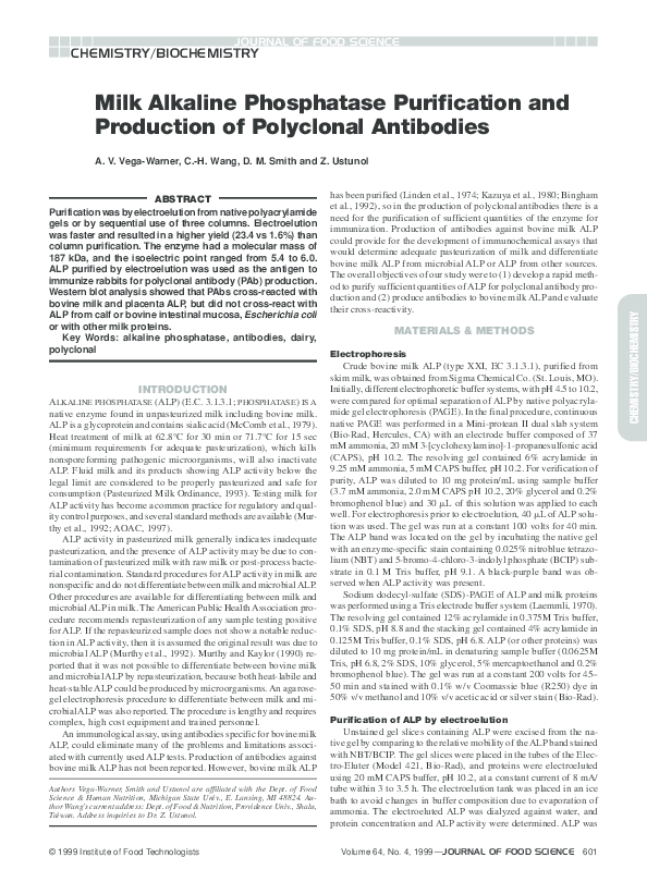 (PDF) Milk Alkaline Phosphatase Purification and Production of