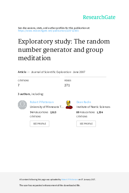 (PDF) Exploratory study: the random number generator and group meditation