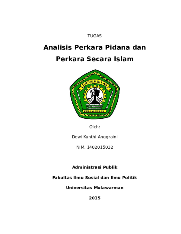 (DOC) ANALISIS PERKARA PIDANA DAN PERKARA SECARA ISLAM - SISTEM HUKUM ...