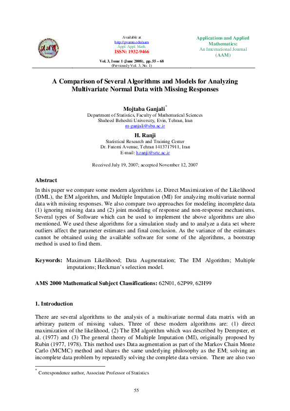 (PDF) A Comparison of Several Algorithms and Models for Analyzing ...