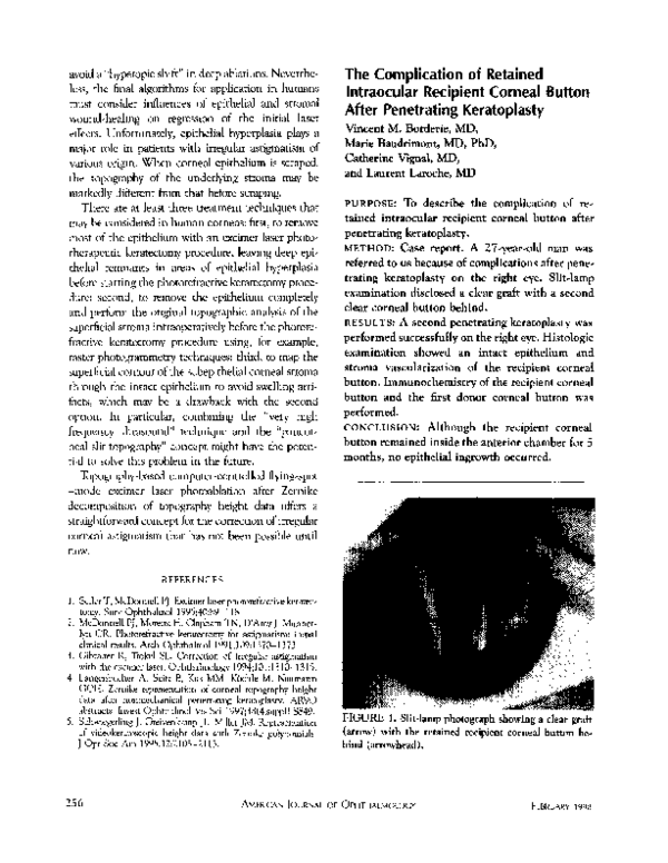 (PDF) The complication of retained intraocular recipient corneal button ...