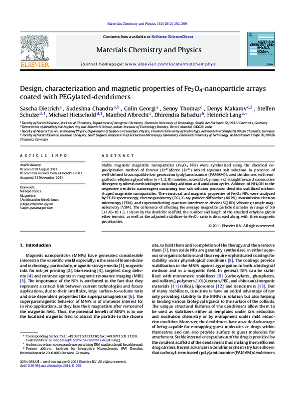 (PDF) Design, Characterization and Magnetic Properties of Fe3O4 ...
