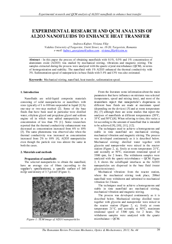 (PDF) Experimental research and QCM analysis of AL2O3 nanofluids to ...