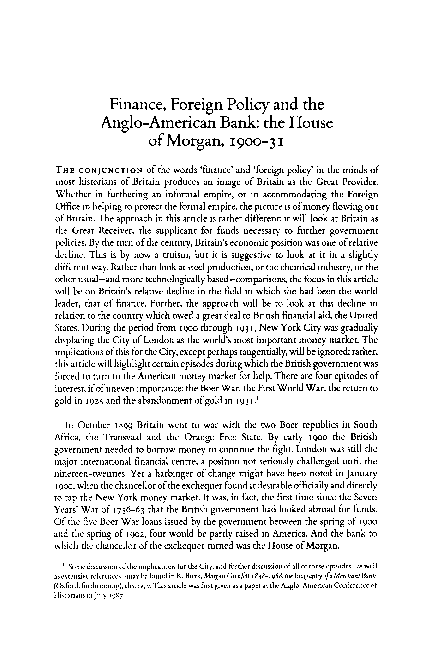 PDF) Finance, Foreign Policy and the Anglo‐American Bank