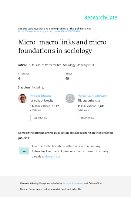 (PDF) Micro-Macro Links and Microfoundations in Sociology