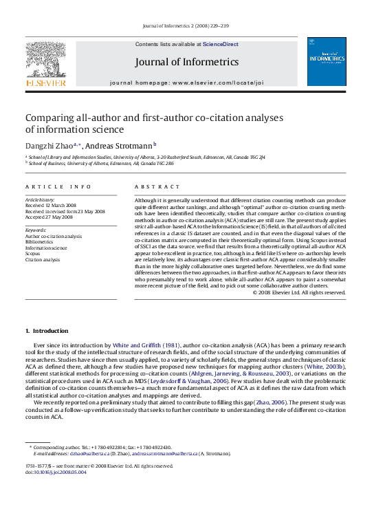 (PDF) Comparing all-author and first-author co-citation analyses of ...