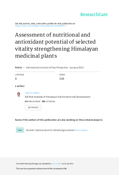 (PDF) Assessment of nutritional and antioxidant potential of selected ...