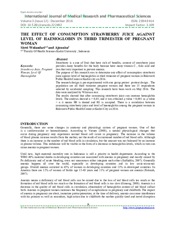 (PDF) THE EFFECT OF CONSUMPTION STRAWBERRY JUICE AGAINST LEVEL OF