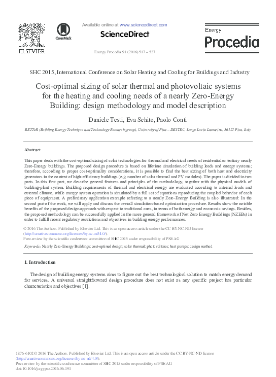 (PDF) Cost-optimal Sizing of Solar Thermal and Photovoltaic Systems for ...