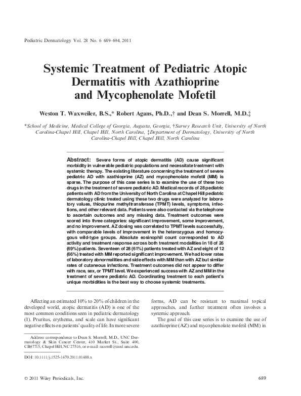 (PDF) Systemic treatment of pediatric atopic dermatitis with ...