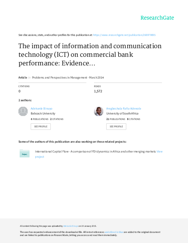 (PDF) The impact of information and communication technology (ICT) on ...