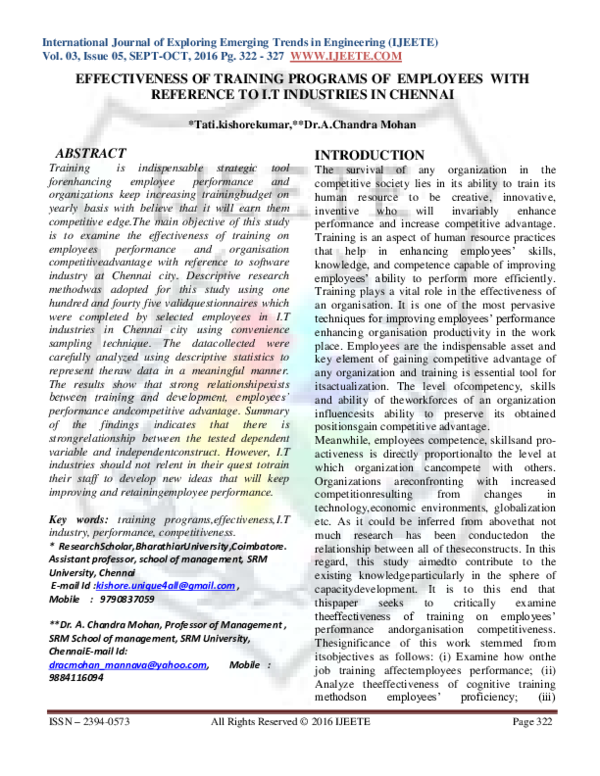 pdf effectiveness of training programs of employees with reference to