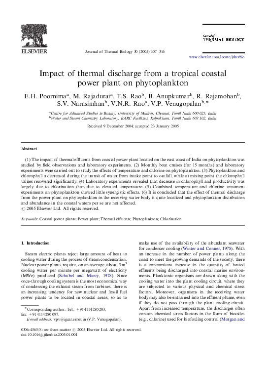 (PDF) Impact of thermal discharge from a tropical coastal power plant ...