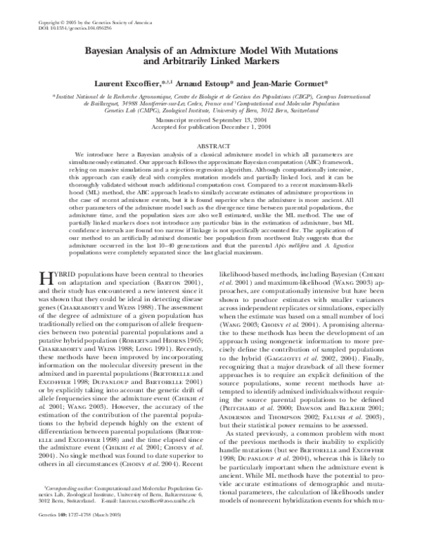 (PDF) Bayesian analysis of an admixture model with mutations and ...