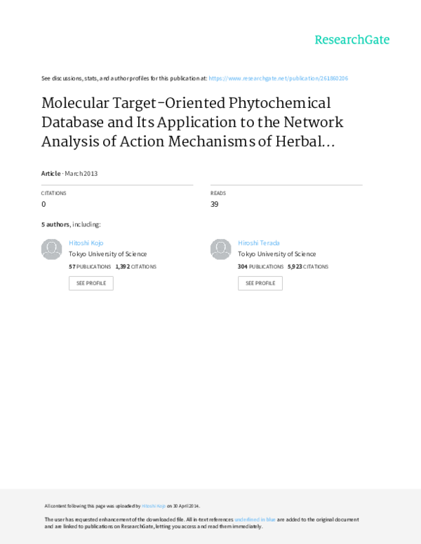 (PDF) Molecular Target-Oriented Phytochemical Database and Its ...