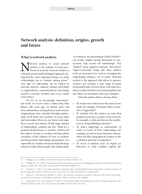 (PDF) Network analysis definition, origins, growth and future Julian