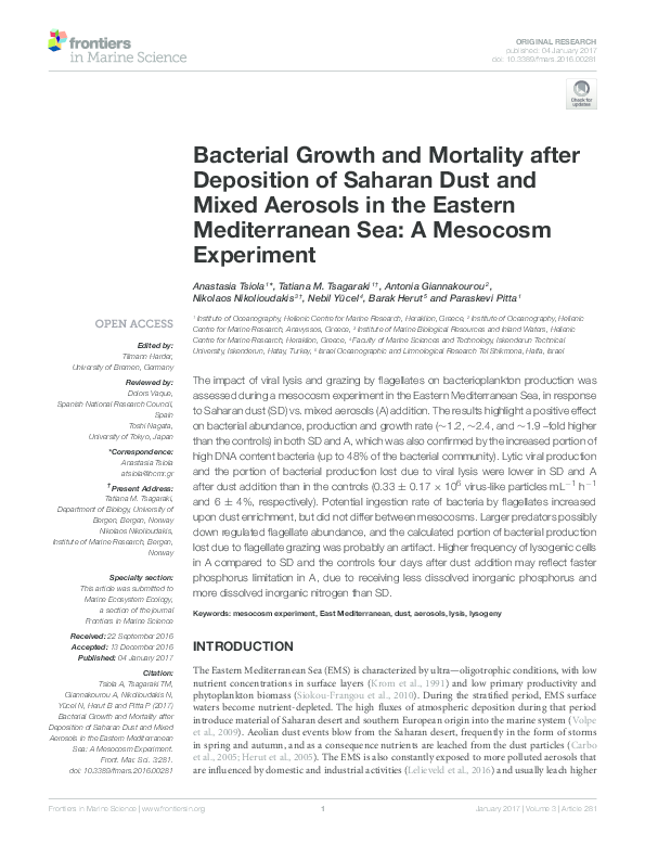 (PDF) Bacterial growth and mortality after deposition of Saharan dust ...