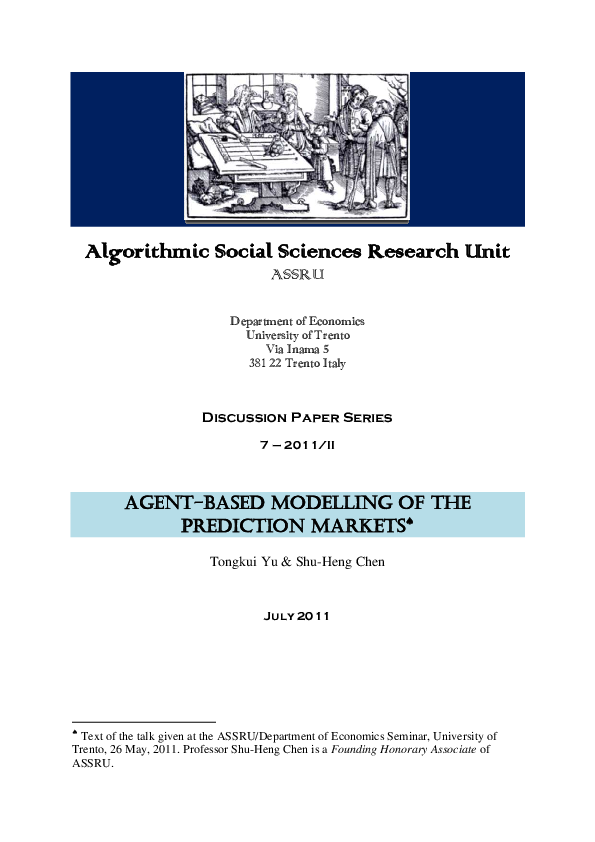 (PDF) AgentBased Modeling of the Prediction Markets ShuHeng Chen