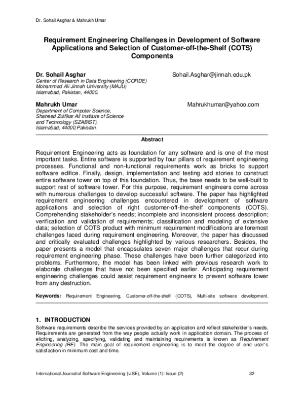 (PDF) Requirement Engineering Challenges in Development of Software