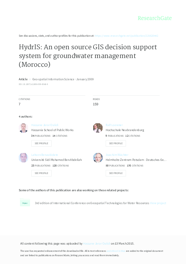 (PDF) HydrIS: An open source GIS decision support system for ...