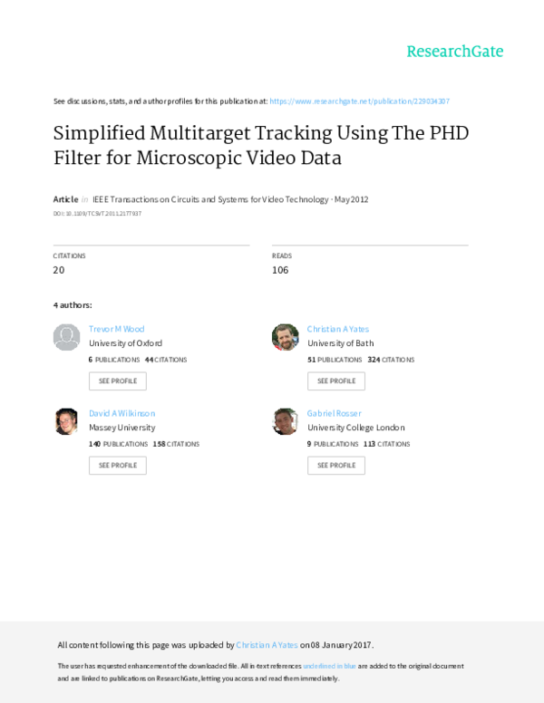 (PDF) Simplified Multitarget Tracking Using the PHD Filter for ...