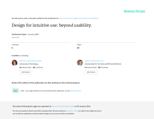 (PDF) Design for intuitive use: beyond usability