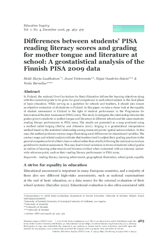(PDF) Differences between students’ PISA reading literacy scores and ...