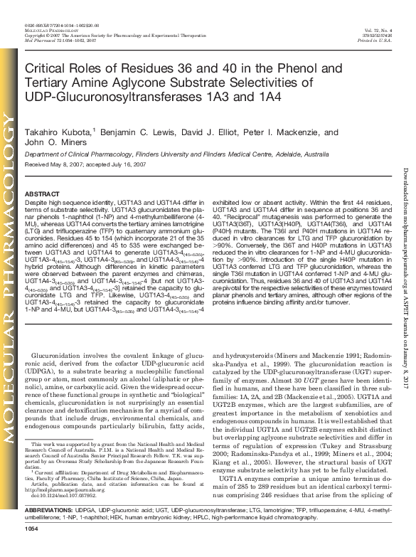 (PDF) Critical roles of residues 36 and 40 in the phenol and tertiary ...