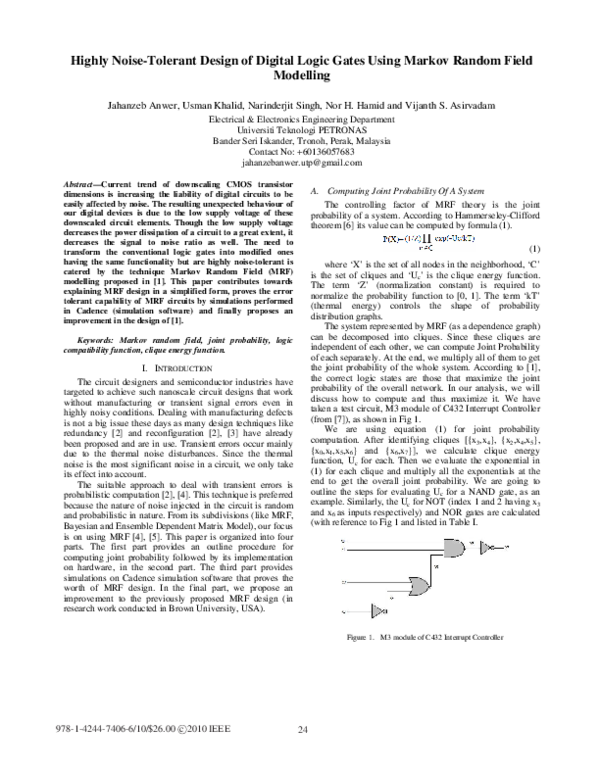 (PDF) Highly noise-tolerant design of digital logic gates using Markov ...