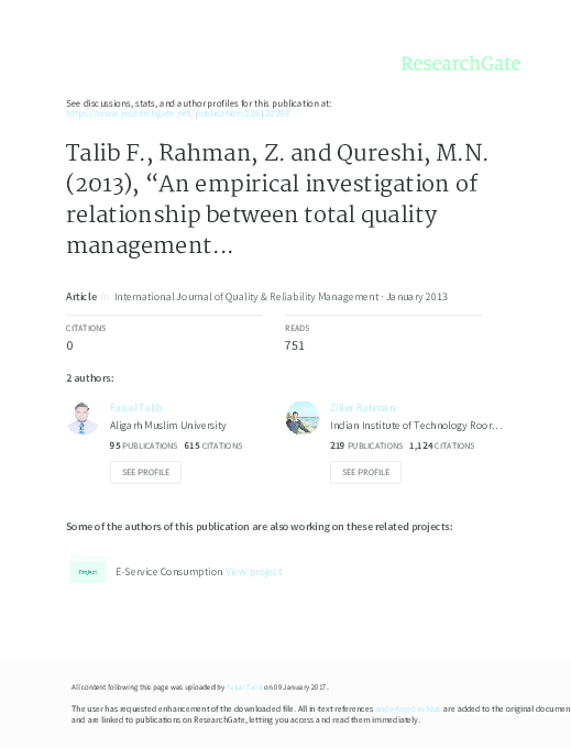 (PDF) An Empirical Investigation of the Relationship Between Change In ...