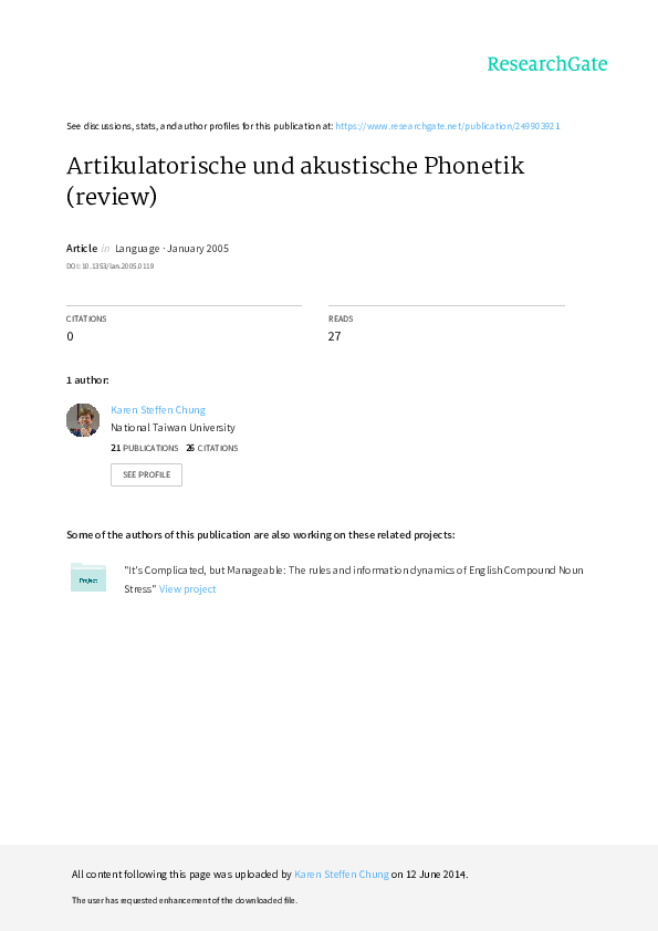 (PDF) Artikulatorische und Akustische (review)