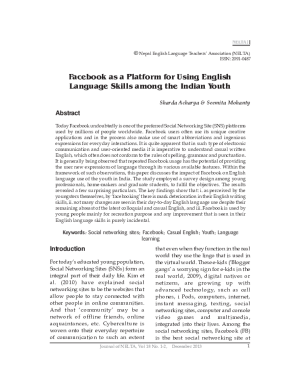 (PDF) Facebook as a Platform for Using English Language Skills among ...