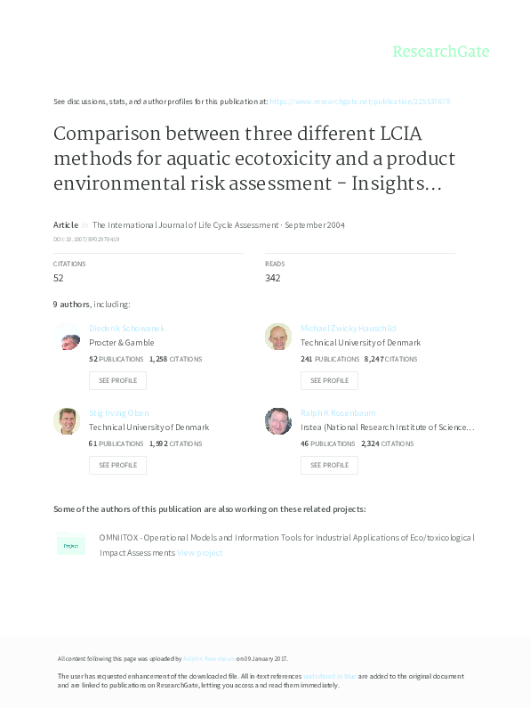 (PDF) Comparison between three different LCIA methods for aquatic ...