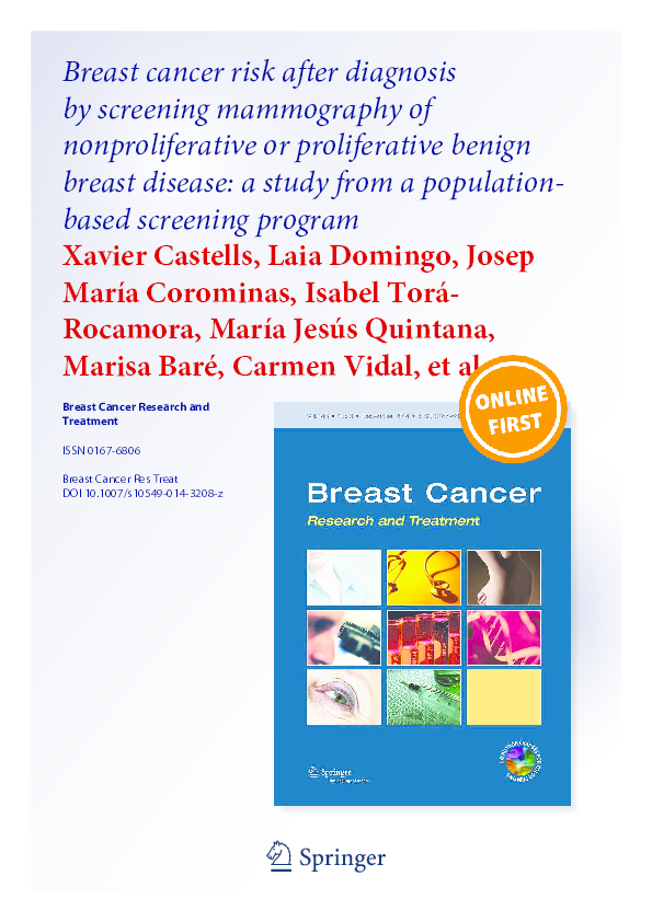 (PDF) Breast cancer risk after diagnosis by screening mammography of ...