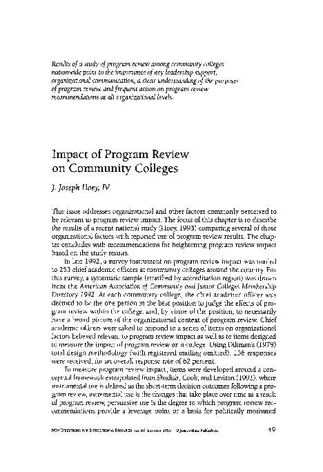 (PDF) Impact of Program Review on Community Colleges.