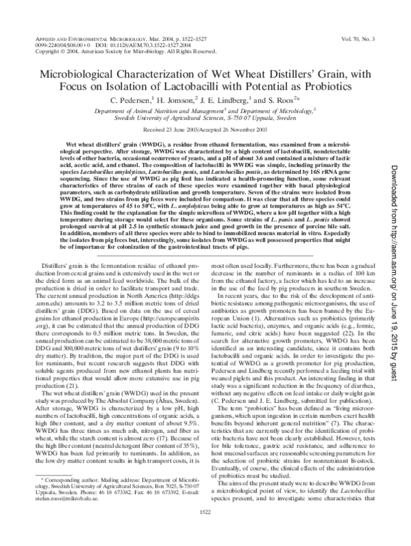 (PDF) Microbiological Characterization of Wet Wheat Distillers' Grain ...