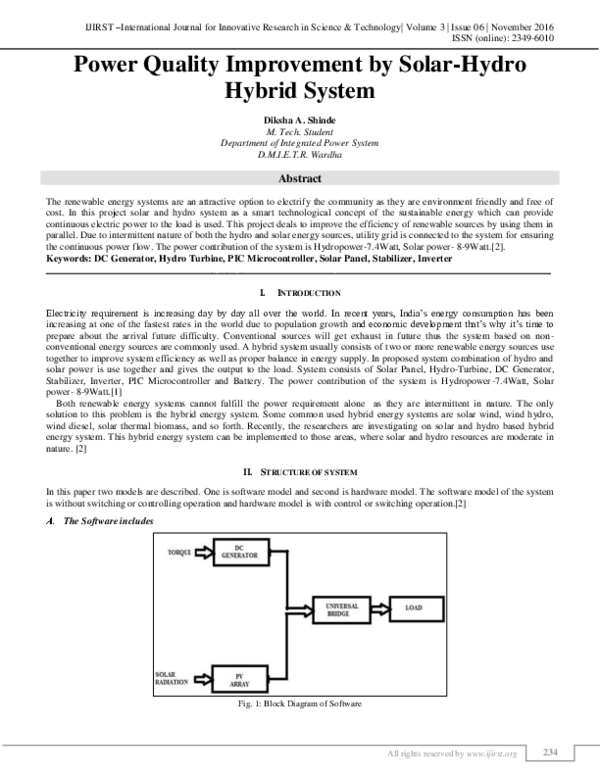 (PDF) Power Quality Improvement by Solar-Hydro Hybrid System