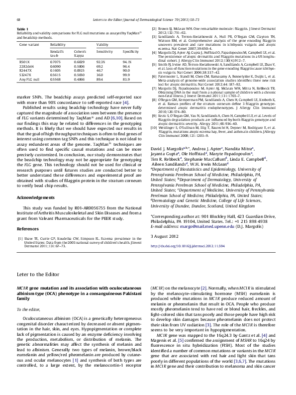 (PDF) MC1R gene mutation and its association with oculocutaneous ...