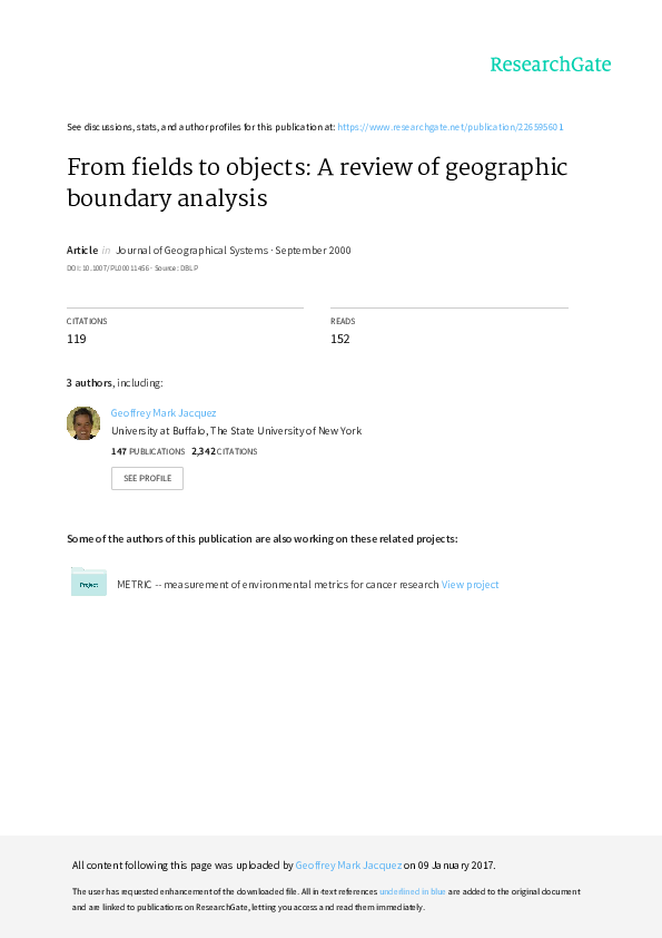 (PDF) From fields to objects A review of geographic boundary analysis