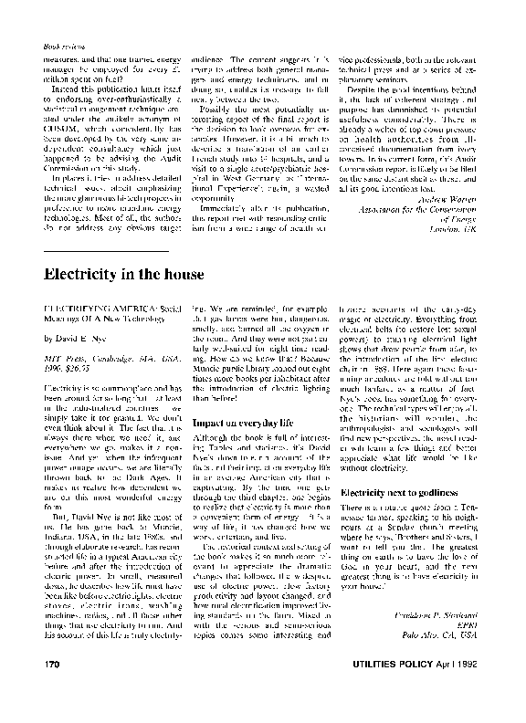 PDF) Electrifying America: Social meanings of a new