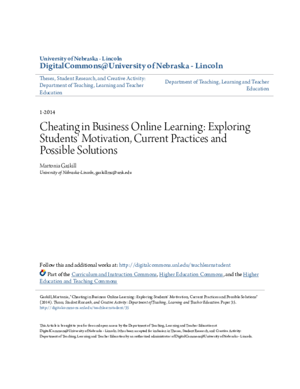 (PDF) Cheating in Business Online Learning: Exploring Students ...