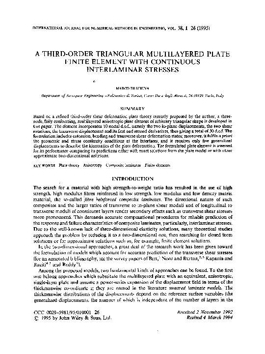 (PDF) Third-order triangular multilayered plate finite element with ...