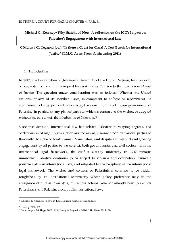 (PDF) Why Statehood Now A reflection on the ICC’s Impact on Palestine